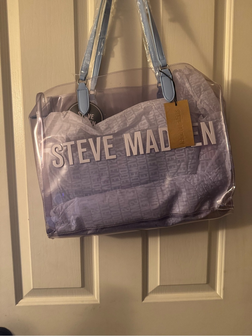 Steve Madden Light Blue Clear Tote with Removable Pouch
